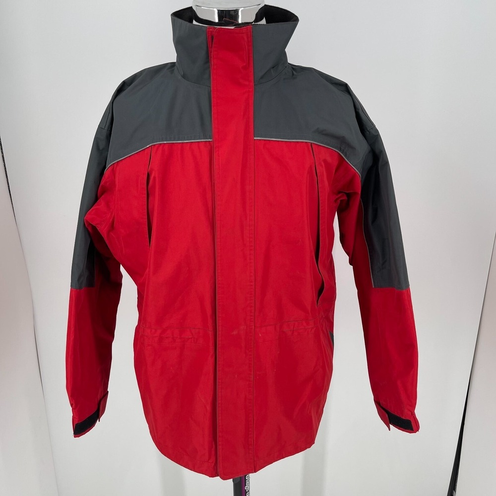 Marlboro Red Star Parka Coat MENS Red Black Hooded Full Zip Jacket SIZE MEDIUM
